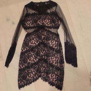 NWOT F21 Sheer & Black Lace Mini Dress